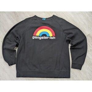Enjoi Sweatshirt Mens Medium Black Gangster-ish Rainbow Graphic Crewneck Skate
